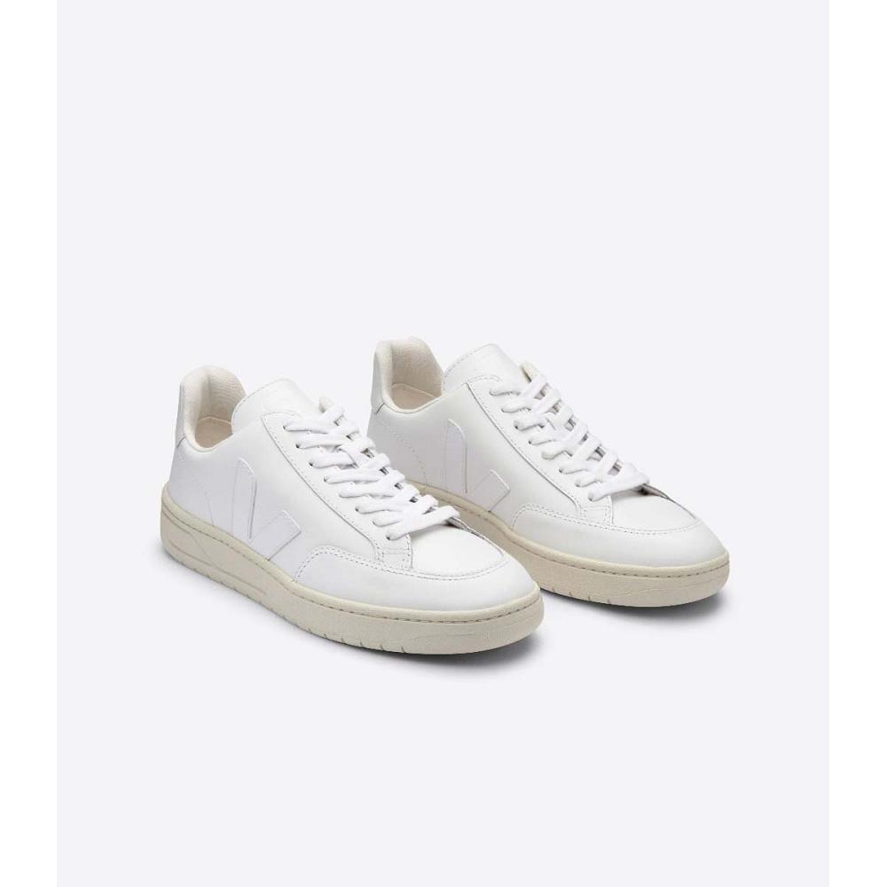 Veja V-12 LEATHER Women's Sneakers White | NZ 674GSO